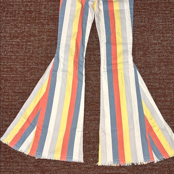 Saints & hearts colorful striped bell bottom pants high waisted dramatic bells - Picture 6 of 14